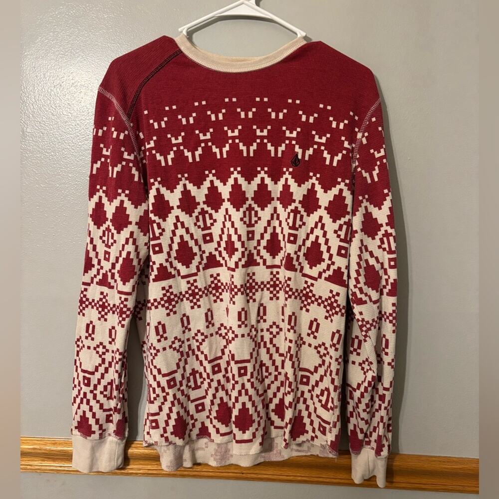 Volcom Skater Vintage Red & White Thermal Long Sleeve Men’s size medium